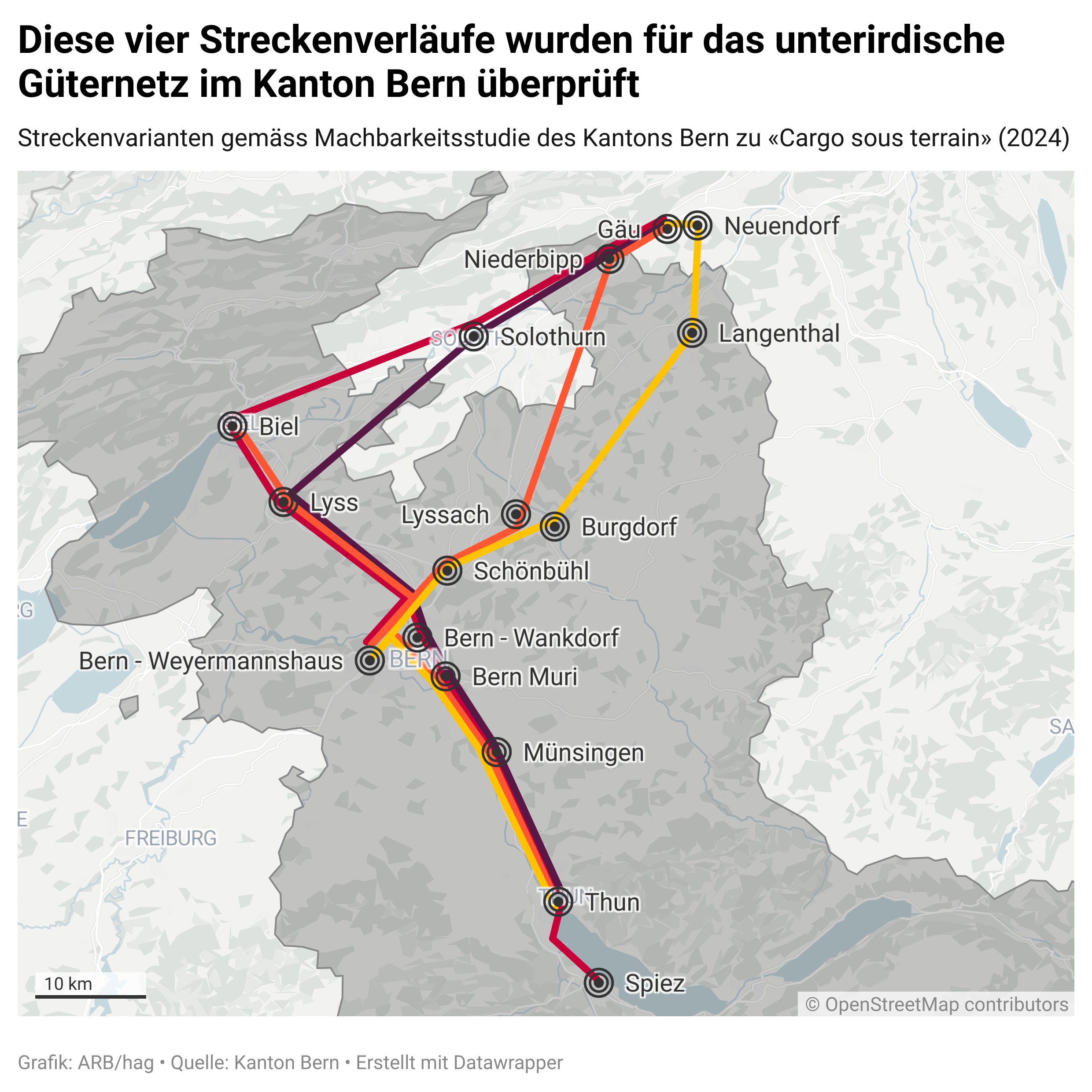 0xhxz diese vier streckenverl ufe wurden f r das unterirdische g ternetz im kanton bern berpr ft 193